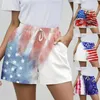 Kvinnors shorts jean för kvinnor natt självständighet dag amerikanska flaggmönster ner kjolar korta