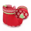 Сапоги для новорожденных, пинетки, носки Санта-Клауса, детские рождественские милые зимние теплые тапочки со снежинками, противоскользящая обувь 231122