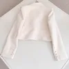 Women's Jackets 11.7 Women Simple Solid Color Temperament Lapel Collar Long Sleeve Coil Buckle Short Jacket