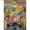 Kadın Sweaters 3D Çiçek Baskı Kazak Kadınlar Gevşek O Boyun Kazak Ladies Uzun Sle Top Sonbahar Moda Moda Günlük Artı Boyutu Fe Giyim 231122