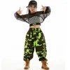 Abbigliamento da palcoscenico Abbigliamento da ballo hip-hop da ballo Costume da esibizione jazz per ragazze Costume a maniche lunghe in rete nera Pantaloni larghi Abito di moda BL9568