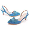 Geklede schoenen Dames Sandalen Mode Sandalias Strass Katoen 6CM Dunne hakken Instapper Banket Dames Informeel Donkerblauw