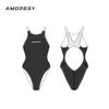 Mulheres Swimwear Amoresy Gaea Série One-Peça Slimming Sexy Classic Color Match Protetor Solar Anti-Cloro Maiô Competitivo