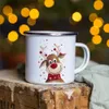 Mugs Snowman Deer Print Enamel Coffee Mugs Christmas Gifts Year Party Wine Beer Juice Drink Tea Cups Mug Home Kitchen Drinkware 231121