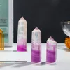 Naturlig rosa lila fluorit hexagonal enstaka spetsiga kolonnhantverk ornament förmåga kvarts pelare mineralläkande trollstavar reiki crystal maod