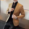 Mäns kostymer Plyesxale Slim Fit Plaz Blazer Men 2024 Ankomst Mens Wedding Blazers Casual and Suit Jacket Korean Style Q1343