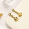 2023 Nieuwe letter Stud oorbellen 18K Gold vergulde diamant Dange oorbellen