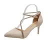 Klänningskor 2023 Summer One Line High Heel med Fairy Style Fine Single Pointed Water Diamond Hollow