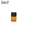 Amber Glass Essential Oil E Liquid Bottles 1 2 3 5 Ml Glass Teströr Injektionsflaska med plastpropp svart täcke vguuu