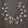 Hårklipp konstgjorda blad elegant pannband imitation pärlor huvudbonad bröllop brud brudtärna ornament mode smycken gåvor