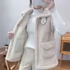 Damenwesten 2023 Frauen Nachahmung Lammwolle verdicken Einfachheit koreanische Mode elegante Freizeitjacke Winter weibliche warme ärmellose Mantel
