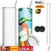 Tumblers CA USA Warehouse 20oz sublimering Rostfritt stål Dubbelvägg insatt kaffemugg Vit rakt tomt lager Drop Delivery H DHQBB