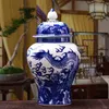 Vases Antique Chinese Dragon Classical Qing Ceramic Big Ginger Jar Blue And White Porcelain Floor Vase For Precious Gift204w