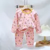 Pyjamas Childrens Christmas Pyjamas Winter Clothing Set Boy and Girl Oneck Toppants Baby Cartoon Cat Childrens 231122