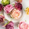 Fiori decorativi 5 pezzi 6 cm artificiale retrò curling rosa testa di fiore fai da te fatto a mano ghirlanda decorazione materiale accessori da sposa