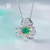 Rochime – collier pétale tridimensionnel émeraude cultivé en laboratoire, bijoux en Zircon plaqué or 5A pour femmes