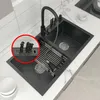 Pia de cozinha dupla de aço inoxidável 304 com porta-faca drop-in ou undermount bacia cinza escuro com acessórios de drenagem2716