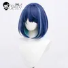 Fontes de festa anime oshi no ko peruca cosplay kurokawa akane hsiu 35-70cm cinza roxo gradiente longo cabelo curto sintético