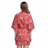 Women's Sleepwear Wedding Dressing Gowns Bride Mini Robe Kimono Sexy Bridal Party Printed Bridesmaid Shower Gift D210