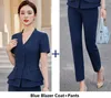 Women's Two Piece Pants Formal Women Business Suits OL Styles Pantsuits With And Jackets Coat Professional Blazers Trousers Set Oversize 5XL