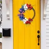 Flores decorativas do Dia da Independência de Porta Patriótica para Front Red White e Blue Flower Garland alpendre