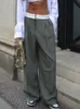 Женские брюки Capris Weekeep Streetwear Backgy Suit Bants Vintage Patchwork низкий рост прямых брюк корейская мода женщина капри пробегает брюки 230422