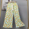 Pantalons pour femmes à la mode printemps et été décontracté long avec motif imprimé de fleurs Costume pour 2024 Yoga confortable