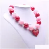 Pendant Necklaces Pinkaddred Love Heart Chunky Necklace Bubblegum Bead Best Gift Baby Girl Jewelry For Toddler Children Drop Delivery Dhogn
