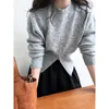 2023 서부 및 고급 디자인이있는 가을 짧은 지퍼 스웨터, Crowd Neck Pullover Top