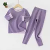 Conjuntos de roupas infantis outono terno roupa interior térmica traceless de Rong meninos e meninas pijamas calças primavera roupas infantis 231122