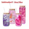 US Warehouse 12 16 20 Unzen Sublimationsbecher 16 Unzen Glasbecher Juice Can Doppelwandiger Becher Schneekugel