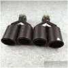 Muffler Y Style Outlet 92Mm Car Glossy Carbon Fiber Exhaust Pipe Tailtip Tips For Double Black Stainless Steel End Pipes Drop Delive Dhhnl