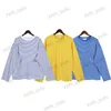 T-shirt da uomo Arrivi T-shirt a maniche lunghe Striscia bianca Blu Giallo Ricamo T-shirt in cotone Uomo Donna O-Collo alto con etichetta Oversize T231122