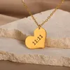 Pendant Necklaces Stainless Steel Angel Number 1111 Necklace For Men Round Rectangle Heart 11:11 Women Couple Jewelry Gifts