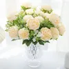 Decorative Flowers 5 Forks Bulbous Chrysanthemum Peony Artificial Flower For Christmas Accessories Home Dining Table Bonsai Wedding Arch