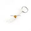 Porte-clés Longes Cordon réglable Porte-pierre vide Cire Corde Porte-clés DIY Naturel Quartz Cristal Guérison Net Sac Pendentif Fit pour Dhrt6