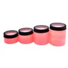 100 150 200 250ml frascos de plástico rosa PET frasco de cosméticos latas de armazenamento garrafa redonda com janela tampas de alumínio para máscara de creme Uwupm