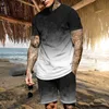 Herren Trainingsanzüge Sommer Herren T-Shirt Set Einfacher Stil 3D Gedruckt Täglich Lässig Streetwear Coole Mode Kleidung Übergroßer Kurzarm Trainingsanzug 230422