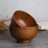 Dinnerware Sets Hemoton Simple Wooden Bowl Handmade Wood Soup Cereal Rice Mixing Salad Individual