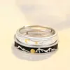 Bagues de cluster Mode Soleil et Lune Couple Bague Ouverte Réglable Pour Femme Hommes Amant Anniversaire Cadeaux Bijoux