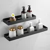 Bathroom Shelves Punch-free Stainless steel Chrome Bathroom Shelves Kitchen Wall Shelf Shower Storage Rack Black Bathroom Accessories 30-50cm 230422