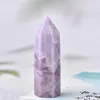 Estatuetas decorativas de cristal natural quartzo lilac stone Energy Pillar obelisk wand rock reiki de cura de cura decoração de decoração SO190L