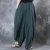 Damesbroek capris zanzea zomer elastische taille losse wijd been broek vrouw katoen linnen vintage vaste baggy harem broek broek broek pantalon femme 230422