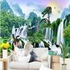 Papéis de parede personalizados paisagem da natureza verde cachoeira papéis de parede murais 3d papel de parede para sala de estar219w