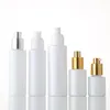 Weiße Glas-Kosmetikdosen, Lotions-Pumpflasche, Zerstäuber-Sprühflaschen mit Acryl-Tropfendeckel, 20 g, 30 g, 50 g, 20 ml – 120 ml. Voluc