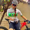 Conjuntos de camisa de ciclismo brasil ert das mulheres manga curta bib shorts ropa mujer camisa do pro equipe ciclismo mtb estrada bicicleta ternos j230422