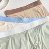 Underpants Youth Cute Bear Ice Silk Boxer Shorts For Men U Convex Pouch Underwear Seamless Light Solid Color Facial Mask Pants Bottom Trunk