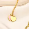 Pendentif Colliers 18K Plaqué Or Designer Love Heart Collier Lettre Femme Titane Acier Rose Vert Bijoux De Luxe Valentines Haute Qualité Cadeau De Noël 2024