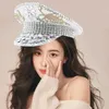 Berets Sequins Hat For Lady Wedding Bride Glittering Sergeant Novelty Birthday Party Captain Night Club