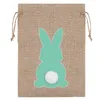 Emballage cadeau 24 pièces sacs de faveur de fête de Pâques sacs de bonbons en toile de jute pour 6 X 4 pouces